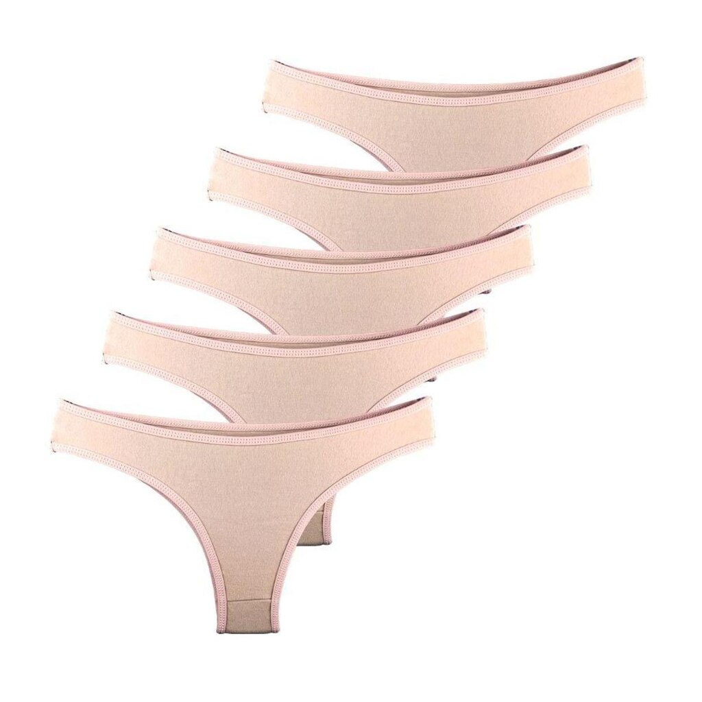Kit com 5 Calcinhas Tanga Try Basics Confortável Cotton Algodão Premium
