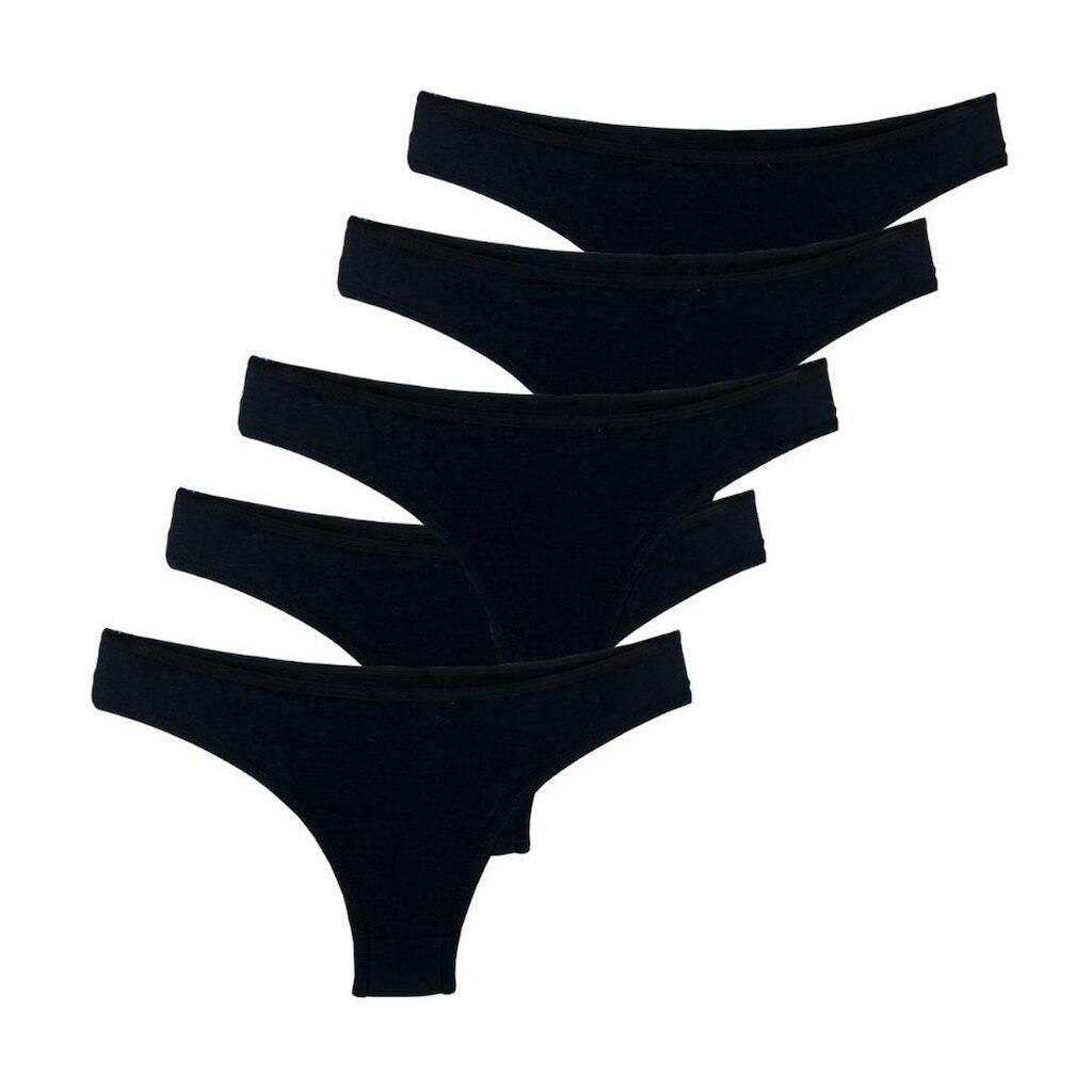 Kit com 5 Calcinhas Tanga Try Basics Confortável Cotton Algodão Premium