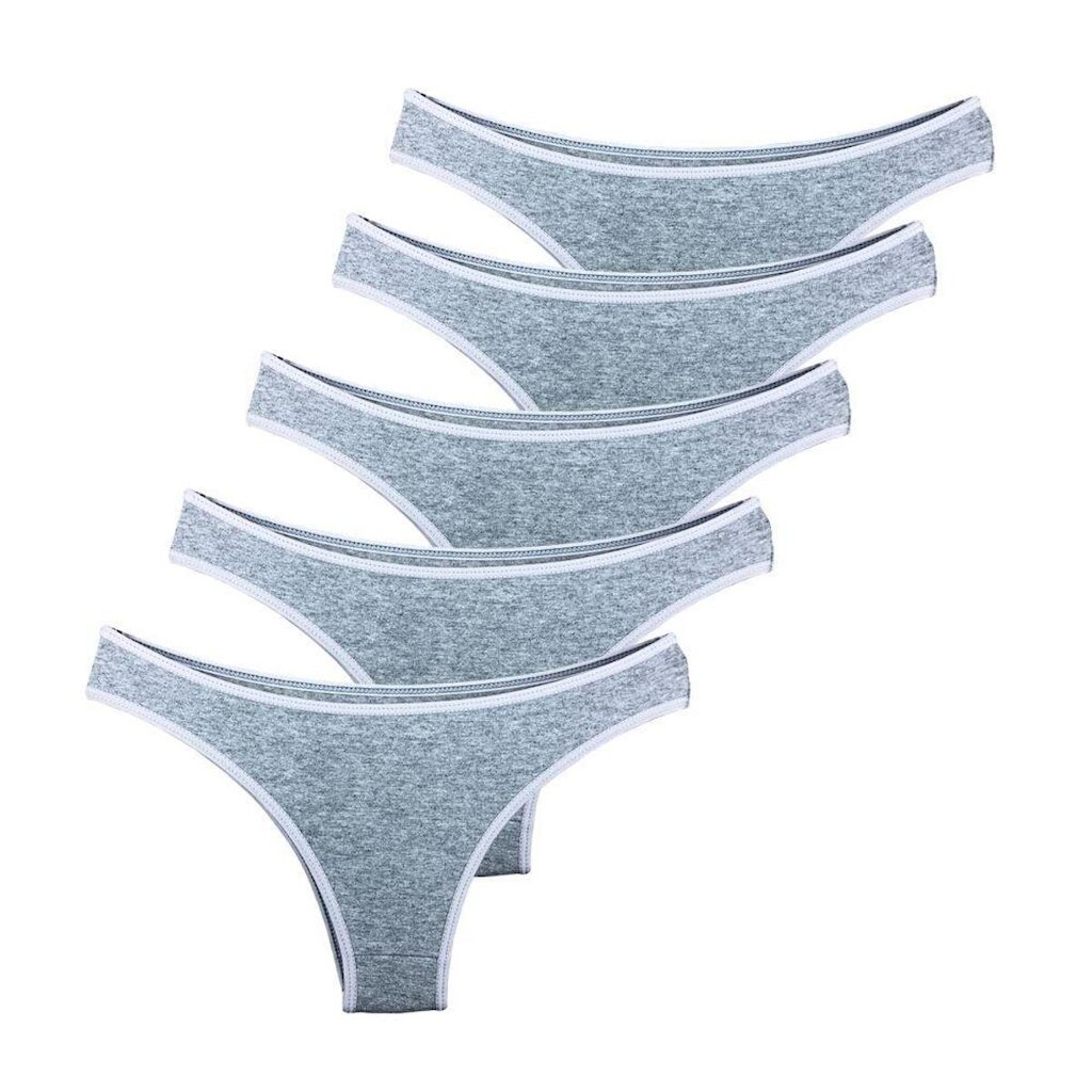 Kit com 5 Calcinhas Tanga Try Basics Confortável Cotton Algodão Premium