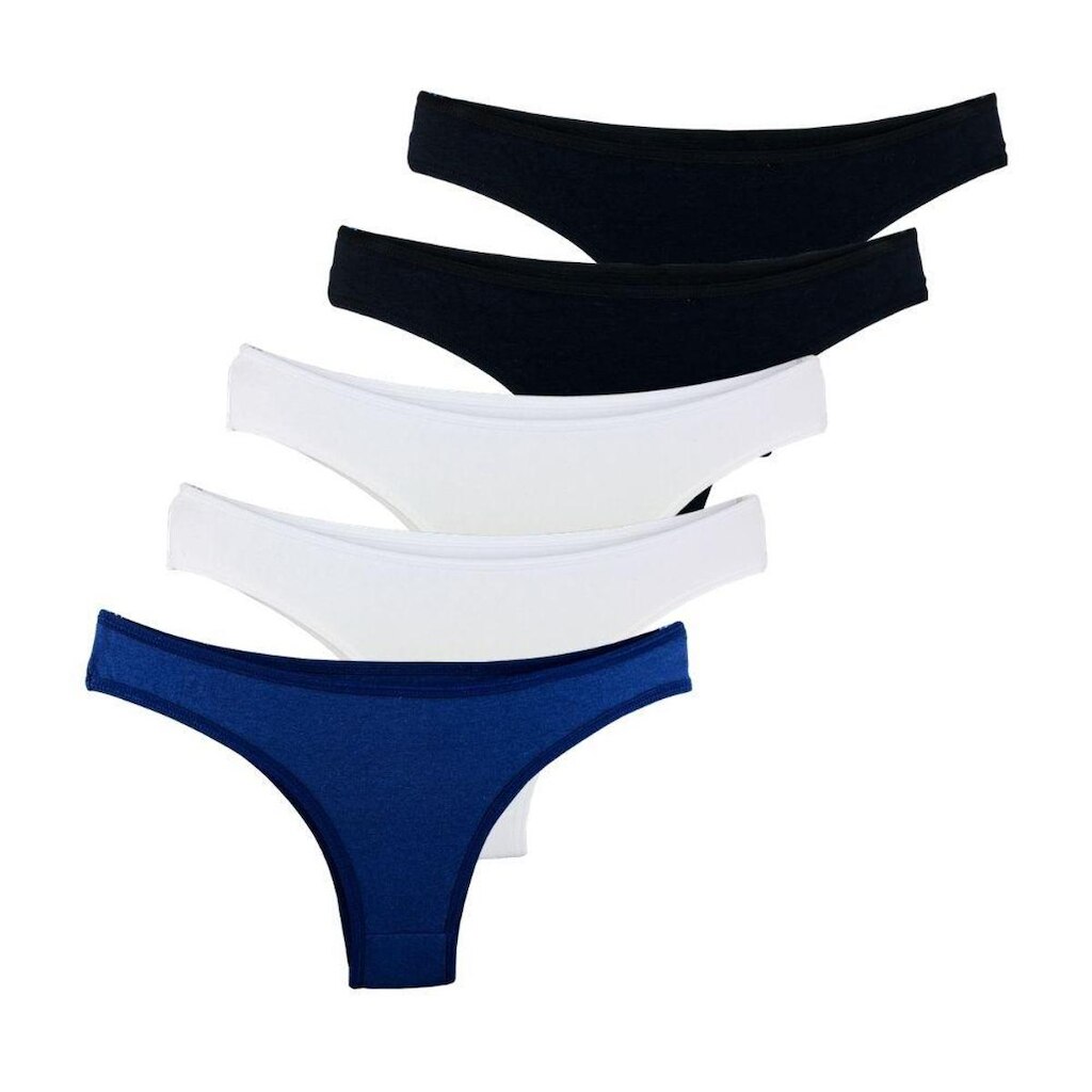 Kit com 5 Calcinhas Tanga Try Basics Confortável Cotton Algodão Premium