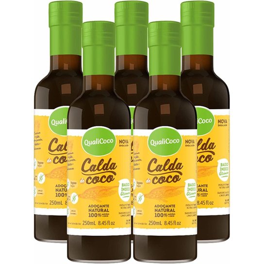 Kit Com 5 - Calda de Coco Vegana 250ml Qualicoco
