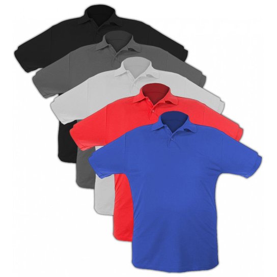 KIT COM 5 CAMISAS GOLA POLO PIQUET 100% POLIÉSTER - Colorido Menor preço em KIT COM 5 CAMISAS GOLA POLO PIQUET 100% POLIÉSTER - Colorido