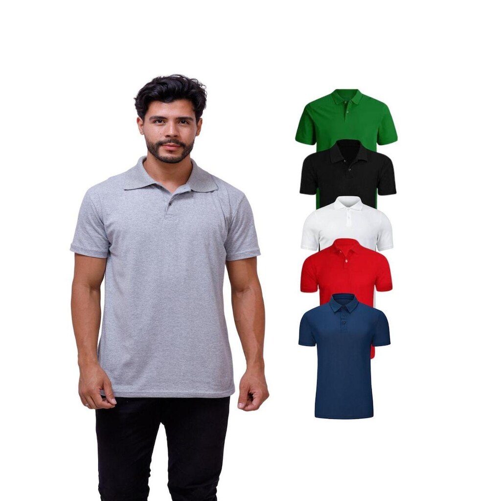 Kit Com 5 Camisetas Gola Polo 100% Algodão