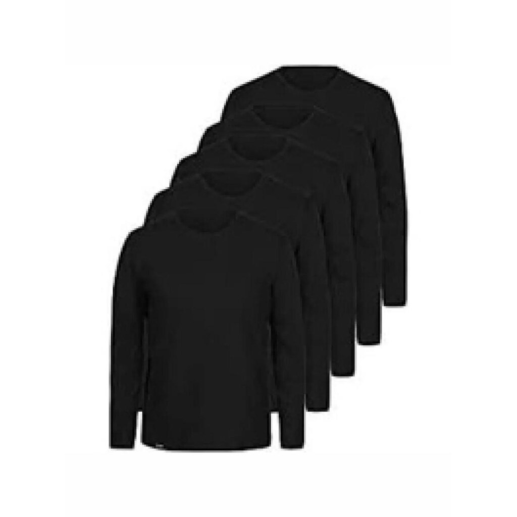 Kit Com 5 Camisetas Manga Longa Poliéster - Preta