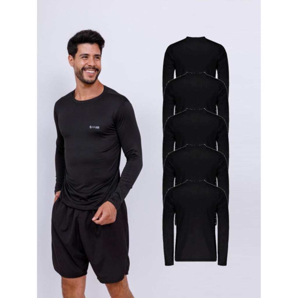Kit Com 5 Camisetas Termica Com Proteção UV Manga Longa