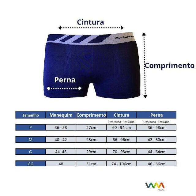 Kit com 5 Cuecas Altomax lisa - poliester e elastano