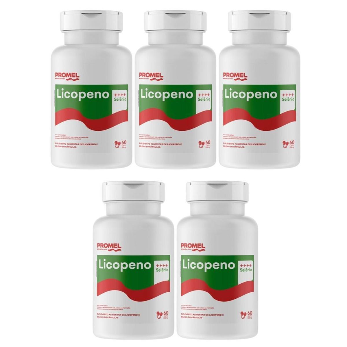 Kit Com 5 Licopeno de Tomate Com Selênio 60 Caps de 500mg Promel ...