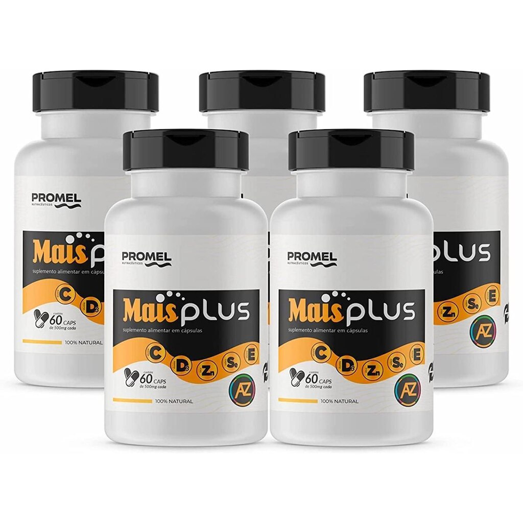 Kit Com 5 Mais Plus A a Z 60 Capsulas de de 500mg Promel