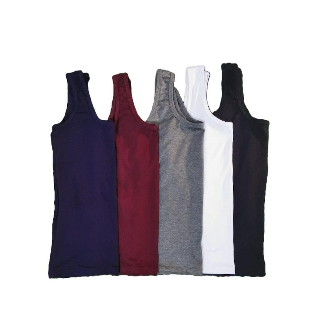 Kit Com 5 Regata Alça Larga Plus Size Lisa Feminina