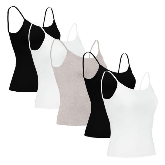 Kit com 5 Regatas Básicas Feminina Lisa Colors - Preto Menor preço em Kit com 5 Regatas Básicas Feminina Lisa Colors - Preto