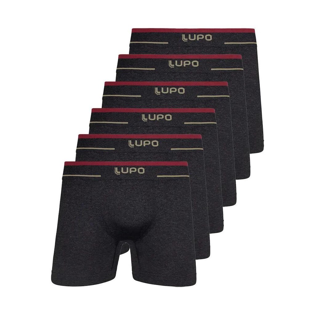 Kit com 6 Cuecas Boxer Lupo 17800-001 Plus Size Azul