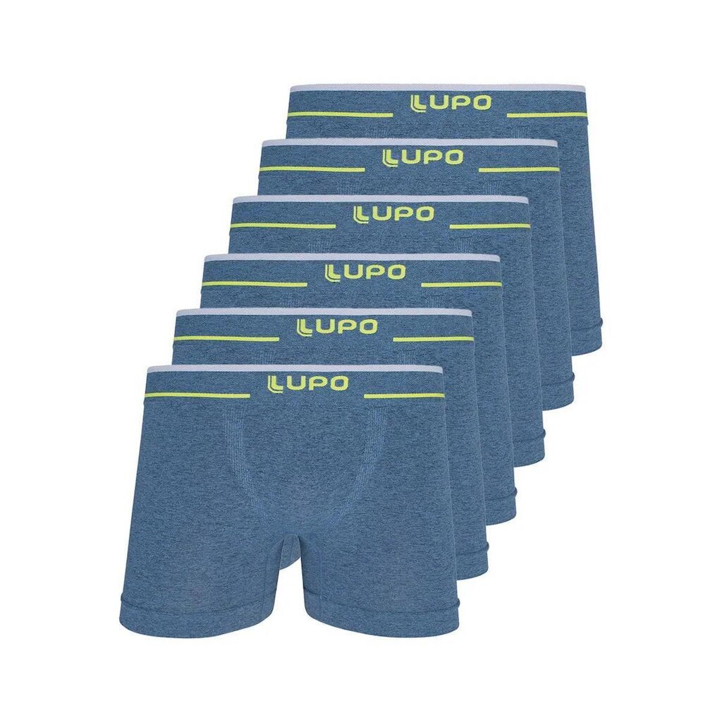 Kit com 6 Cuecas Boxer Lupo 17800-001 Plus Size Azul