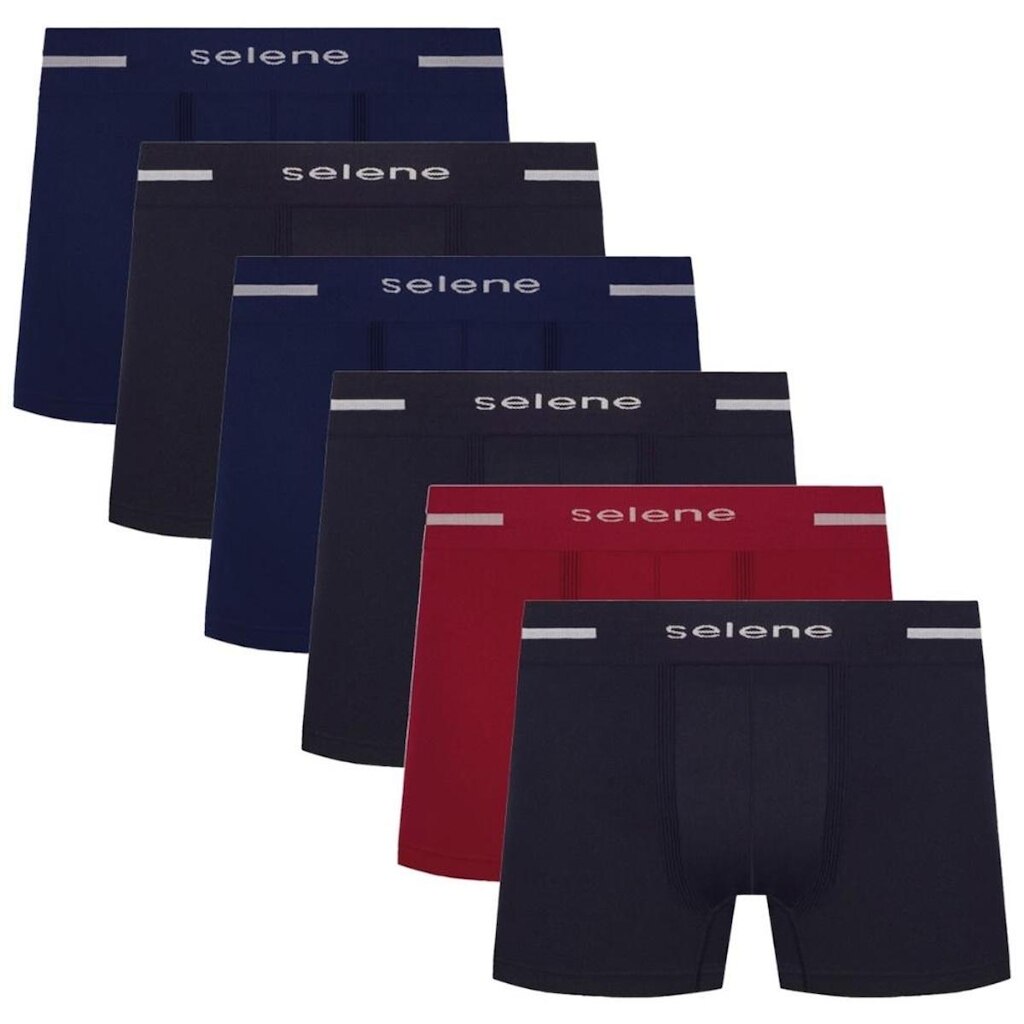 Kit Com 6 Cuecas Boxer Selene Box Microfibra Masculina