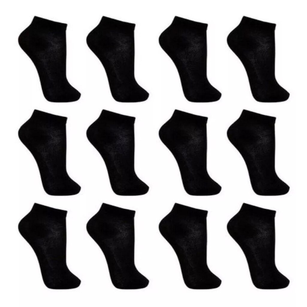 Kit com 6 Pares de Meias Cano Baixo Preta