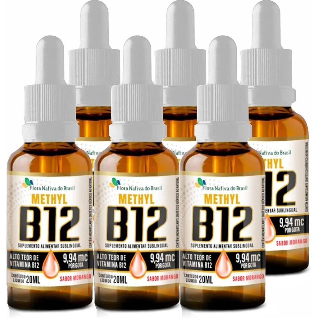 Kit Com 6 Vitamina B12 Sublingual (Metilcobalamina) 20ml - Flora Nativa