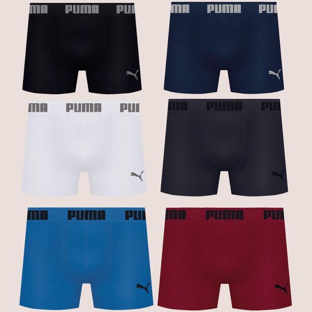 Kit Com 8 Cuecas Boxer Box Sem Costura Masculina Adulta Microfibra Puma