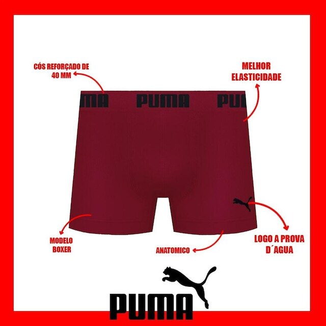 Kit Com 8 Cuecas Boxer Box Sem Costura Masculina Adulta Microfibra Puma