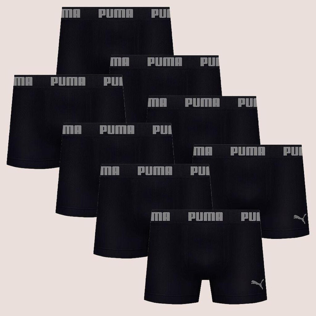 Kit Com 8 Cuecas Boxer Box Sem Costura Masculina Adulta Microfibra Puma