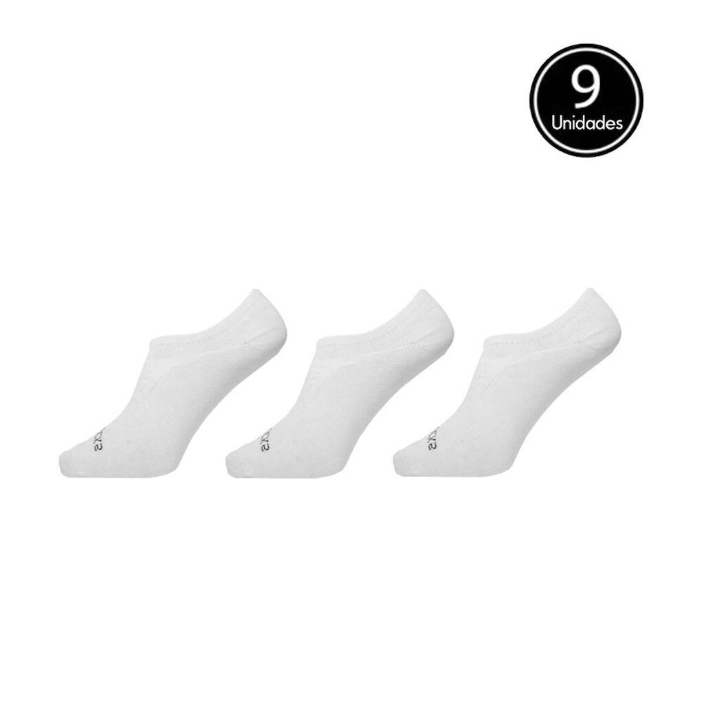 Kit com 9 Meias Algodão Invisível Branca - 1300
