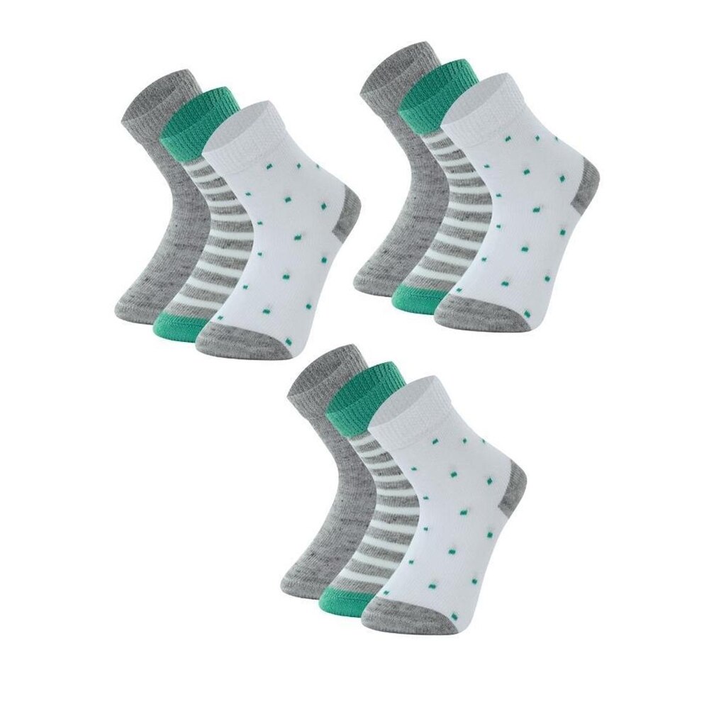 Kit Com 9 Pares Meias Infantil Bebe Mash De Algodão