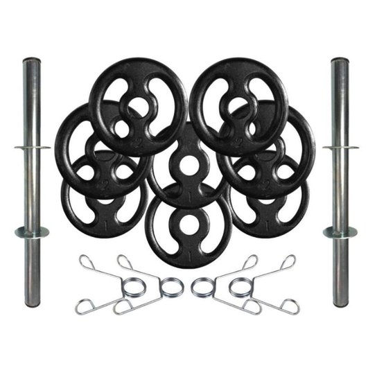 Kit com Barras de Halteres e Anilhas de Ferro Fundido - 12 Kg - Preto é ruim? Kit com Barras de Halteres e Anilhas de Ferro Fundido - 12 Kg - Preto é boa?
