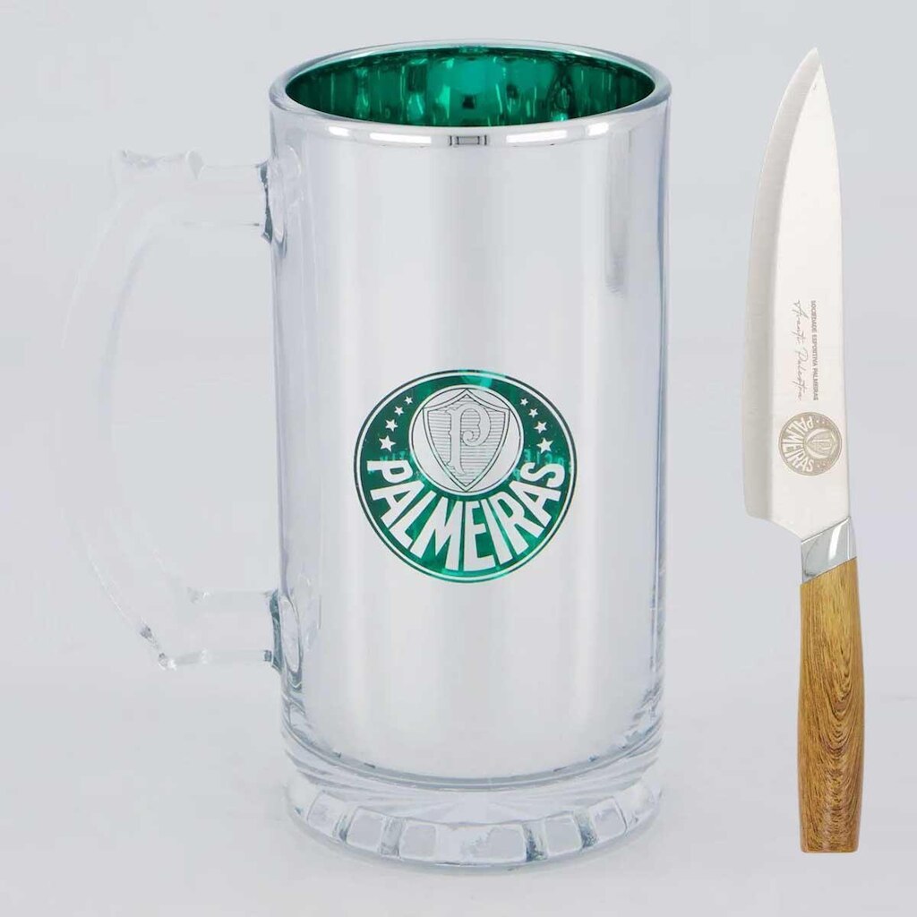 Kit Com Faca Premium + Caneca Chopp Palmeiras