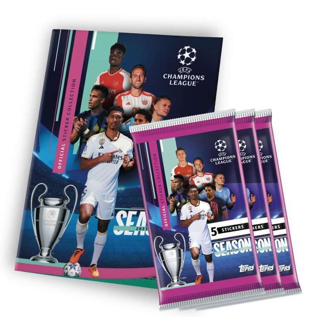 Kit com Livro Ilustrado + 60 envelopes com cromos UCL SA 2023/24
