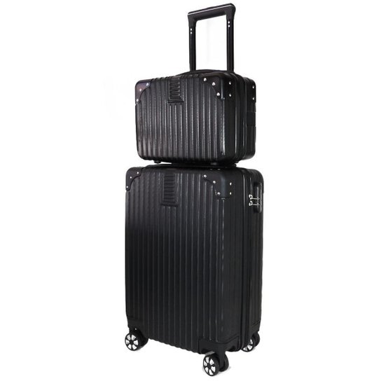 Kit com Mala N.I. de Viagem Pequena de Bordo e Frasqueira Maleta de Mão Nova Iorque - Preto Menor preço em Kit com Mala N.I. de Viagem Pequena de Bordo e Frasqueira Maleta de Mão Nova Iorque - Preto