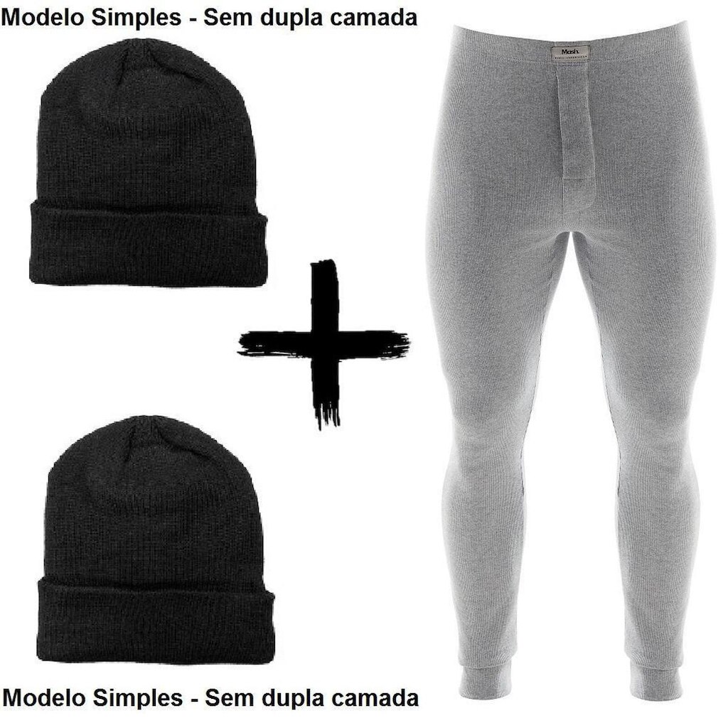 Kit Combo Inverno Ceroula Mash Minhocão Algodão + 2 Toucas
