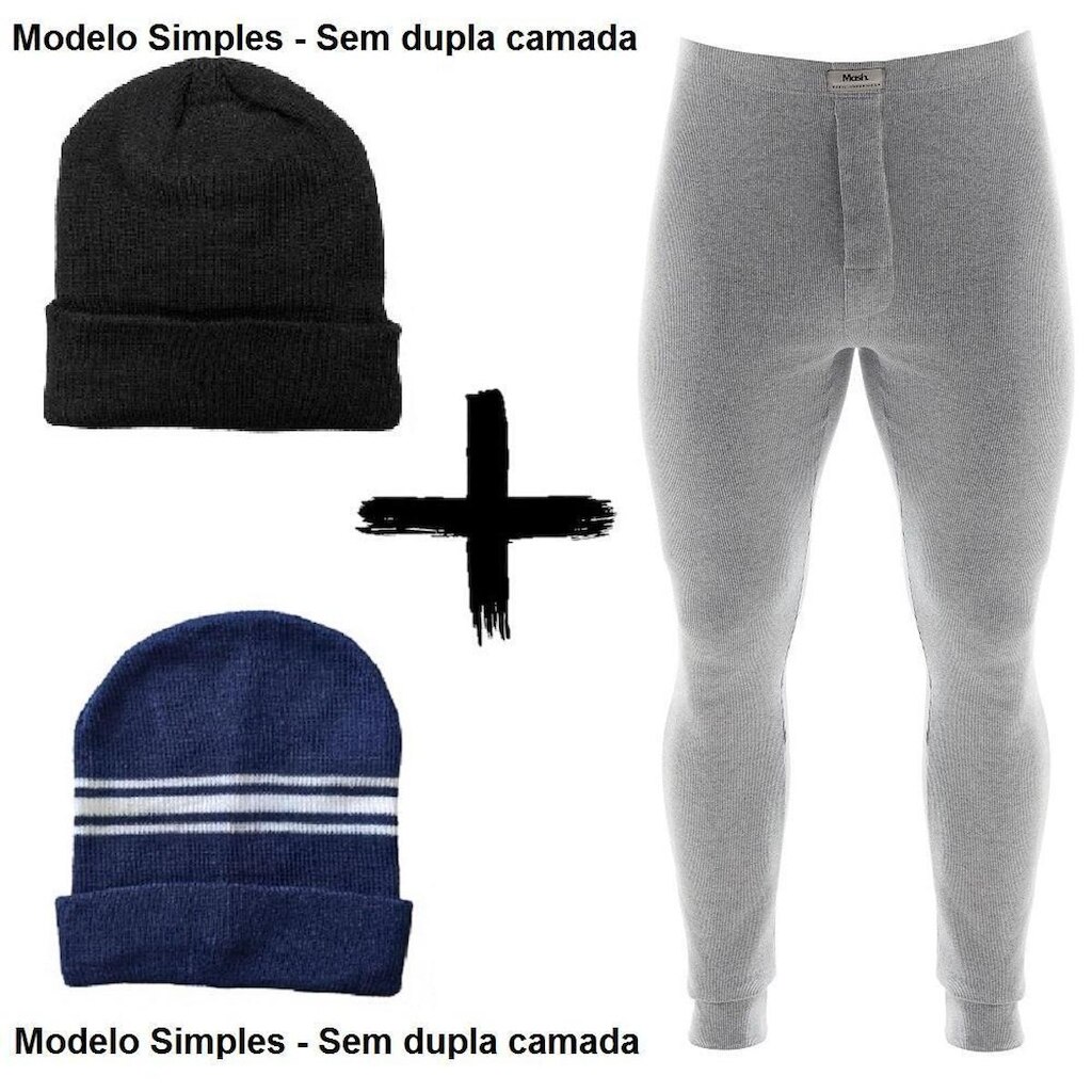 Kit Combo Inverno Ceroula Mash Minhocão Algodão + 2 Toucas
