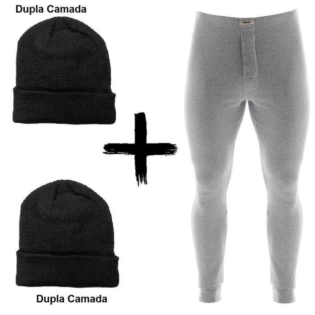 Kit Combo Inverno Ceroula Mash Minhocão Algodão + 2 Toucas