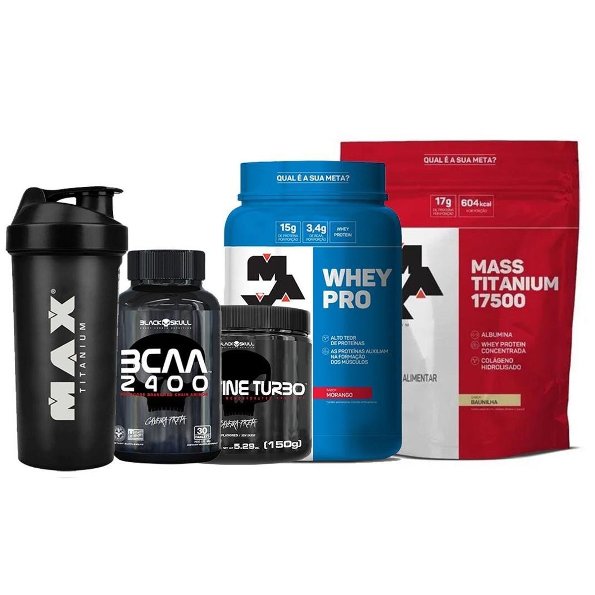 KIT COMPLETO EXPLOSÃO MUSCULAR MAX TITANIUM E BLACK SKULL USA. Menor preço em KIT COMPLETO EXPLOSÃO MUSCULAR MAX TITANIUM E BLACK SKULL USA.