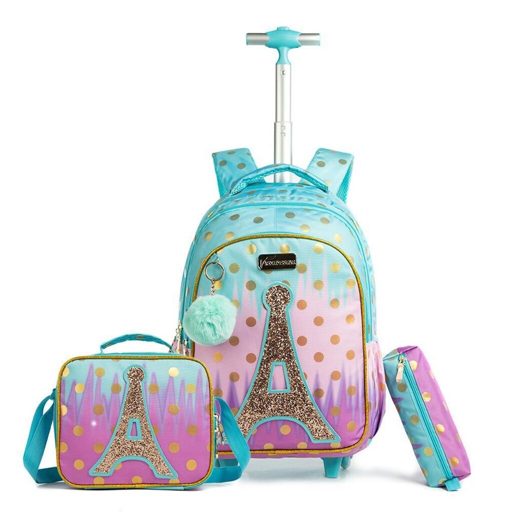 Kit Completo Mochila Estojo Lancheira Rodinhas Infantil Escolar