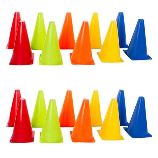 Kit Cones De Agilidade 23cm Funcional 20 unidades Yangfit - Vermelho+Azul Menor preço em Kit Cones De Agilidade 23cm Funcional 20 unidades Yangfit - Vermelho+Azul