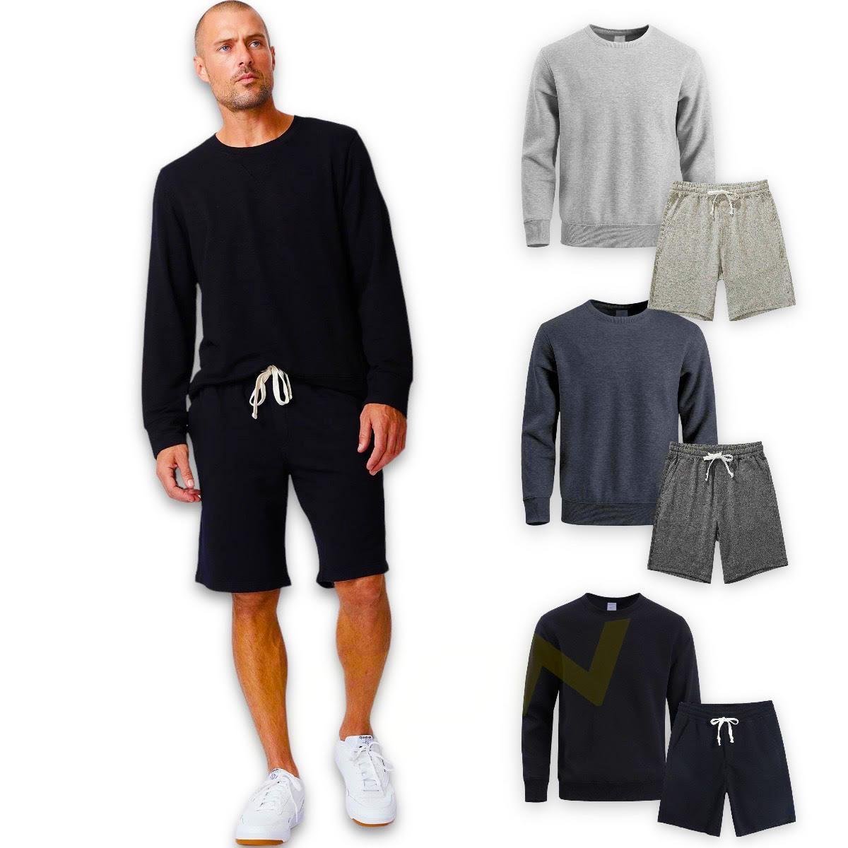 Kit Conjunto Blusa MOLETOM CARECA Bermuda Short Academia Frio
