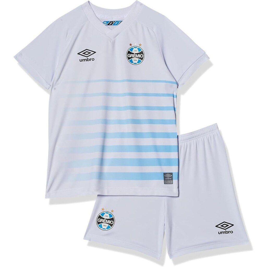 Kit Conjunto Camisa Short Infantil Grêmio 2021 Umbro Branco