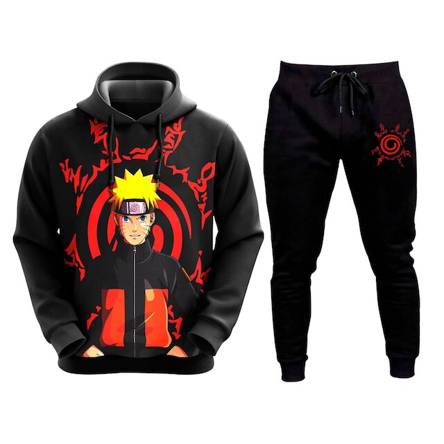 Kit Conjunto De Moletom Blusa E Calça Narutoo Anime Escolha Personagem