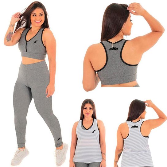 Kit Conjunto Fitness Feminino Calça+Top e Regata Dry Fit - Cinza é ruim? Kit Conjunto Fitness Feminino Calça+Top e Regata Dry Fit - Cinza é boa?