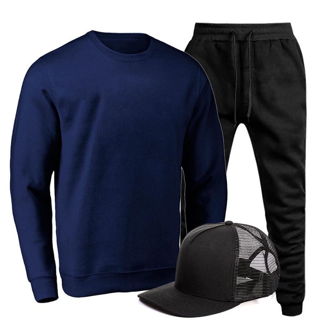 Kit Conjunto Moletom + Boné Masculino Casual Conforto
