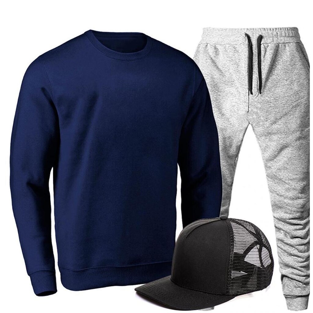 Kit Conjunto Moletom + Boné Masculino Casual Conforto