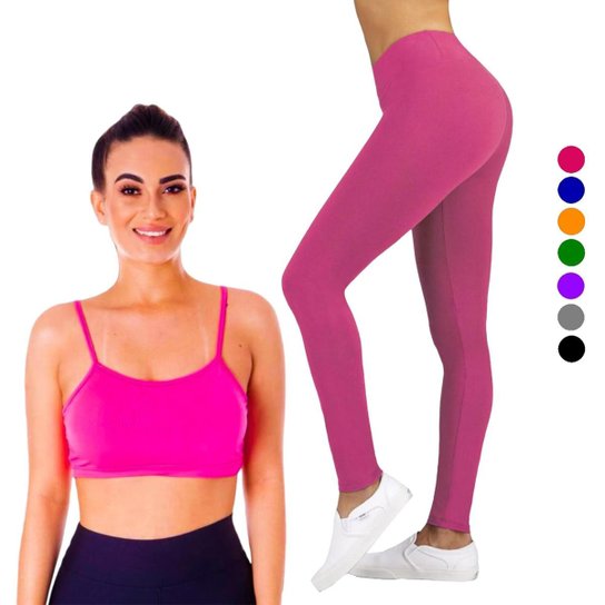 KIT conjunto TOP ALÇA FINA bojo + CALÇA leg LEGGING BÁSICA Feminino Academia Corrida 640