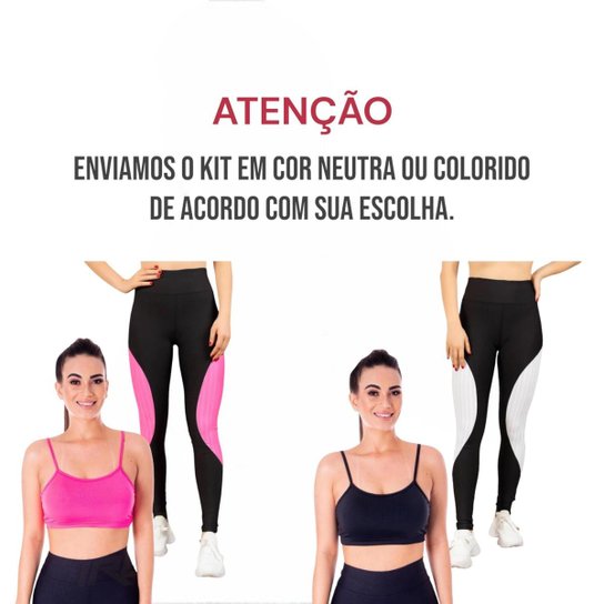 Kit conjunto TOP ALÇA FINA bojo + Calça LEG LEGGING BOLSO Feminino Academia Corrida 626