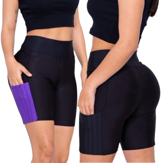 Kit conjunto TOP ALÇA FINA bojo + Short LEGGING BOLSO BÁSICA Feminino Academia Corrida 643