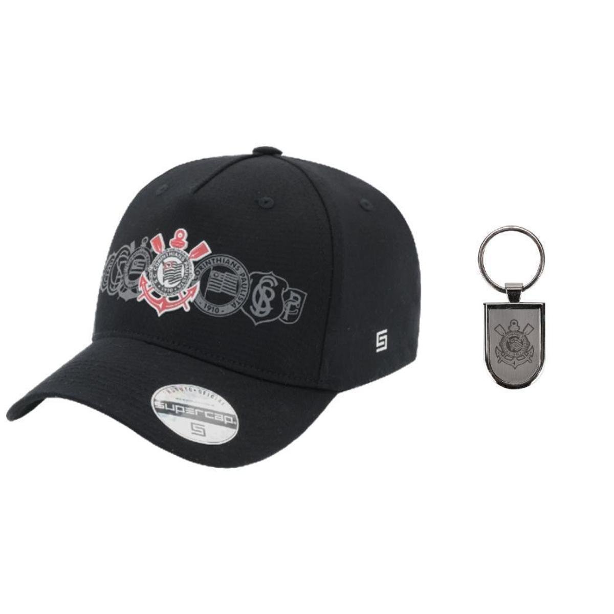 Kit Corinthians Boné Supercap Símbolos + Chaveiro - Oficial