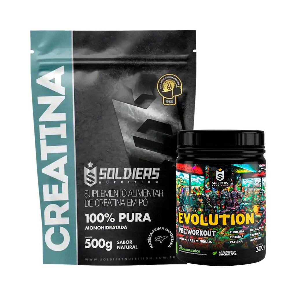 Kit Creatina 500g e Evolution 300g Limonada Suiça Soldiers Nutrition