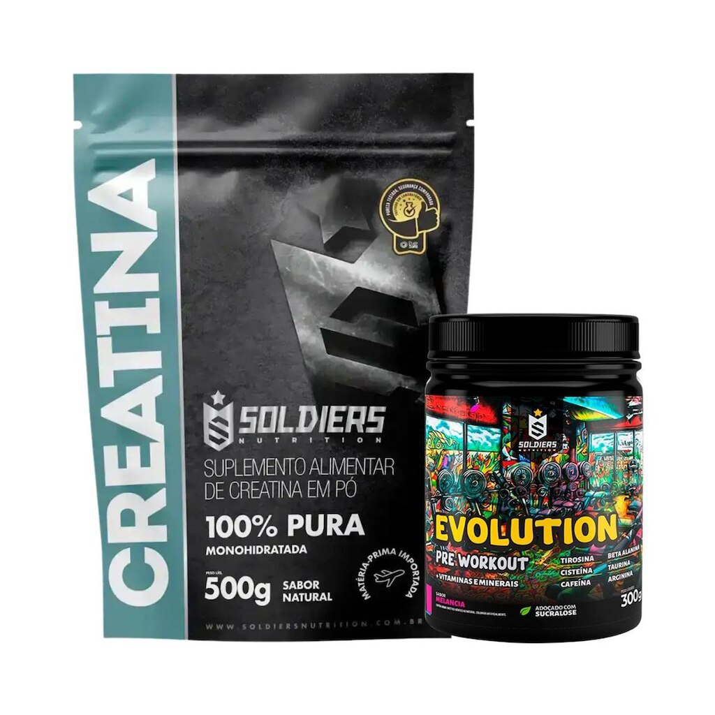 Kit Creatina 500g Evolution 300g Melancia Soldiers Nutrition