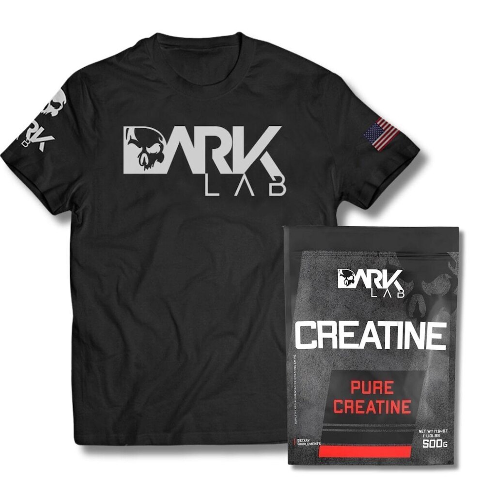 Kit Creatina Monohidratada 500g - 100% Pura Importada + Camiseta Dark Lab