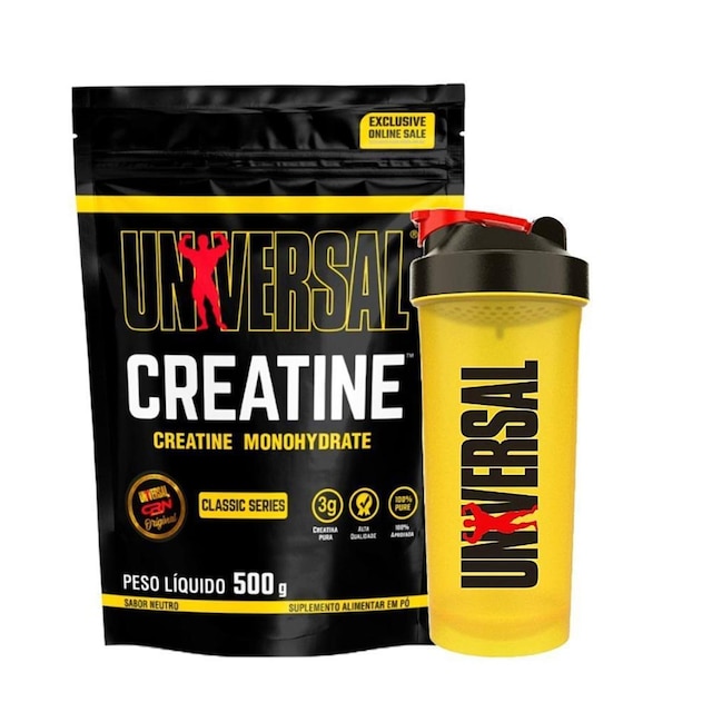 Kit Creatina Monohidratada 500g Refil + Coqueteleira - Universal Nutrition