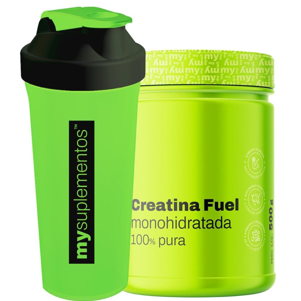 Kit Creatina Monohidratada Pura 500g e Coqueteleira – My Suplementos