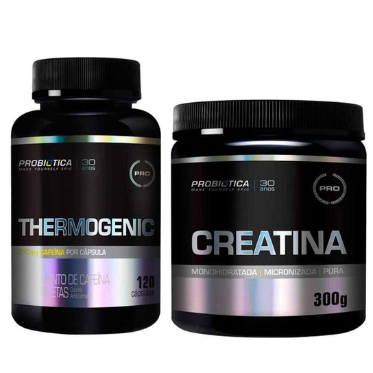 Kit Creatina Pura 300g + Thermogenic 120 Caps Probiótica Menor preço em Kit Creatina Pura 300g + Thermogenic 120 Caps Probiótica